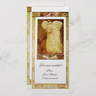 WEDDING LOVE PEACOCK MONOGRAM White Pearl Invitation