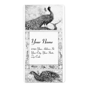 WEDDING LOVE PEACOCKS ,black and white