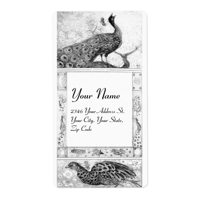 WEDDING LOVE PEACOCKS ,black and white (Front)