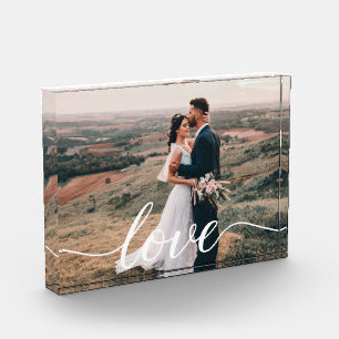 Wedding Love Script Personalised Photo Gift Block