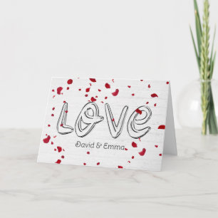 Wedding Love Text With Falling Rose Petals Card
