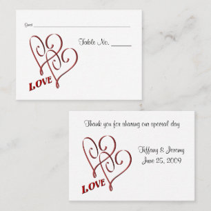 Wedding Love Two Hearts Table Place Card