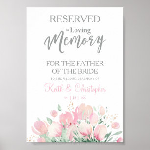 Wedding Loving Memory Reserved Seat Floral Wreath Poster