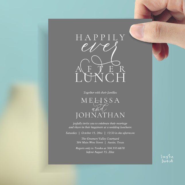 Wedding Lunch Invites, Elegant Happily Ever After Invitation (Wedding Lunch Invites, Elegant Happily Ever After Invitation Card in Dark Grey)