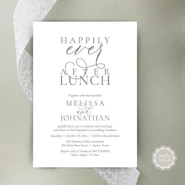 Wedding Lunch Invites, Elegant Happily Ever After Invitation (Wedding Lunch Invites, Elegant Happily Ever After Invitation Card in Dark Grey)
