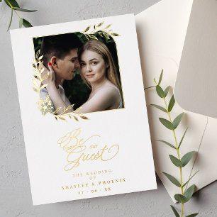 Wedding Luxury Golden Branches Frame Chic Photo