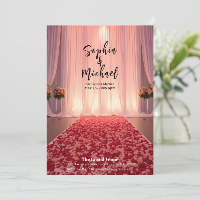 Wedding Magazine Cover Rose Petals Invitation (Standing Front)