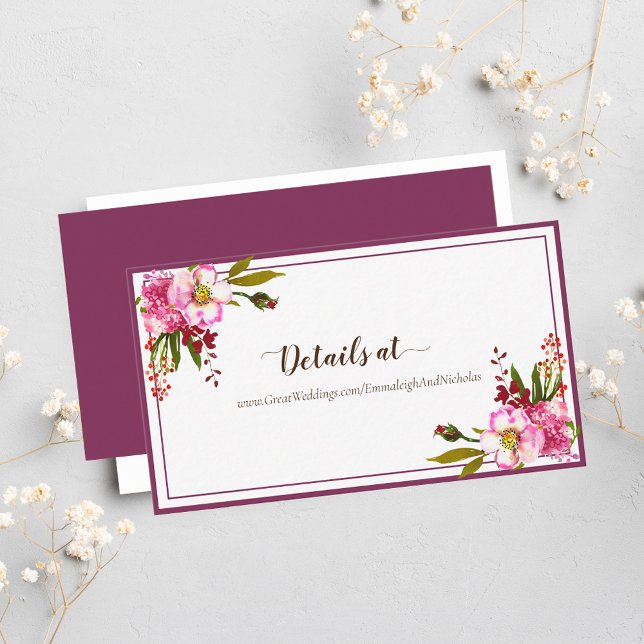 Wedding Magenta Pink Coral Floral Enclosure Card (Creator Uploaded)