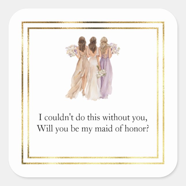 Wedding Maid of Honour Gift Stickers (Front)