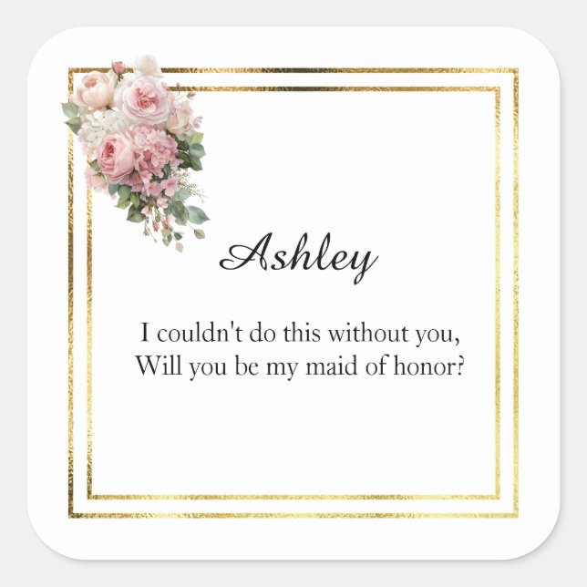 Wedding Maid of Honour Gift Stickers (Front)