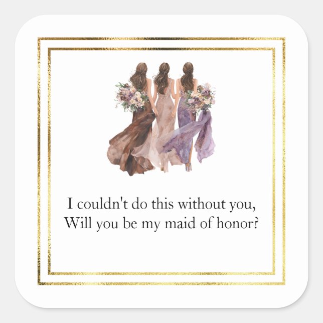 Wedding Maid of Honour Gift Stickers (Front)