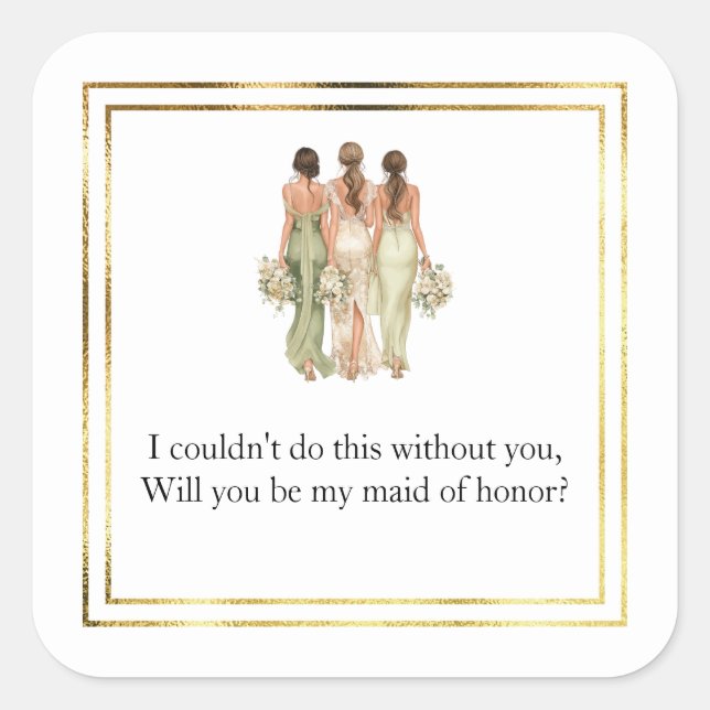 Wedding Maid of Honour Gift Stickers (Front)
