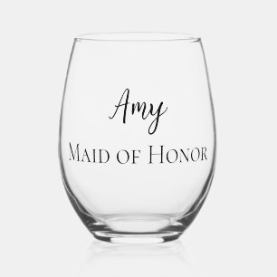 Wedding Maid of Honour Personalised Customisable Stemless Wine Glass