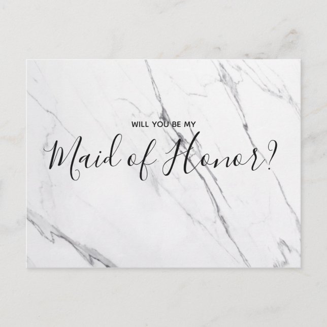 Wedding maid of honour | White Marble  Postcard (Front)