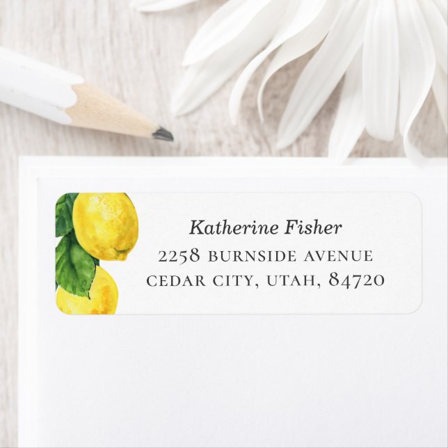 Wedding Mailing Sticker | Lemon Return Address (Insitu)