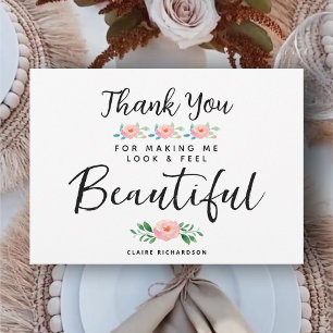 Wedding Makeup Artist Floral Thank You Card