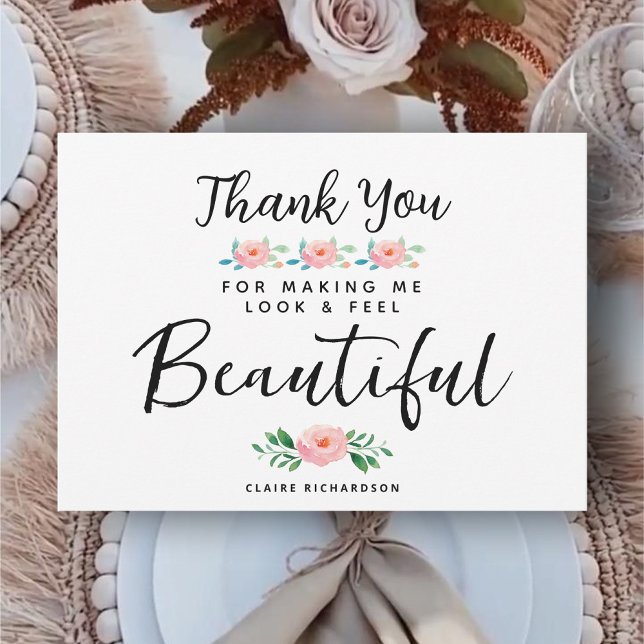 Wedding Makeup Artist Floral Thank You Card (Wedding Makeup Artist Floral Thank You Card)