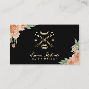 Wedding Makeup & Hair Stylist Salon Vintage Floral Business Card