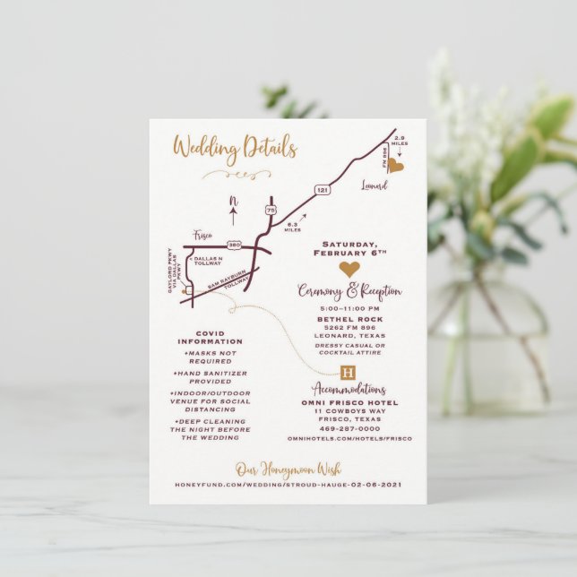 Wedding Map Enclosure Card - CUSTOM DESIGN MEGAN (Standing Front)