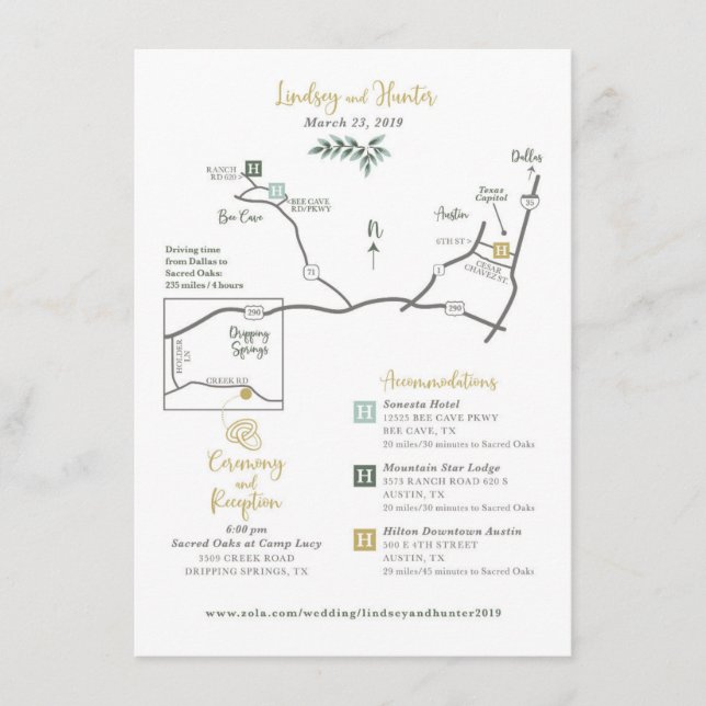 Wedding Map Enclosure Card - Custom Designed (Front)