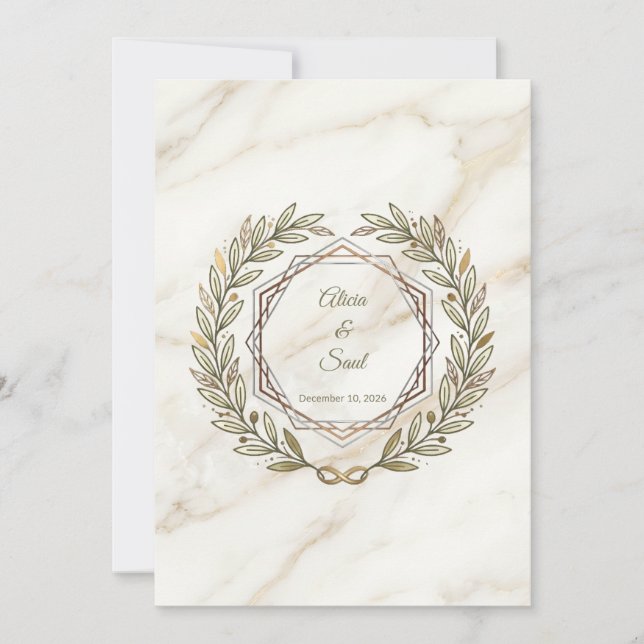 Wedding Marble and Laurel Invitation (Front)