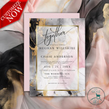 WEDDING | Marbled Dusty Rose Black Gold Abstract 