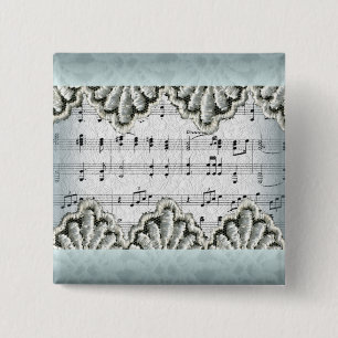Wedding March with Lace 15 Cm Square Badge