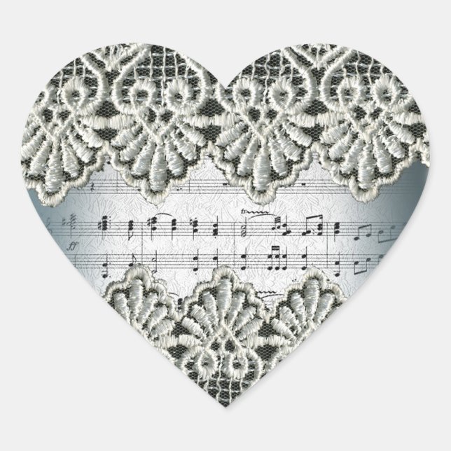 Wedding March with Lace Heart Sticker (Front)