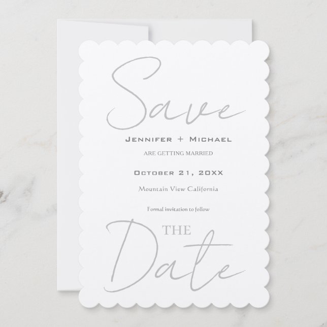 Wedding Marriage Minimalist Calligraphy Champagne  Save The Date (Front)