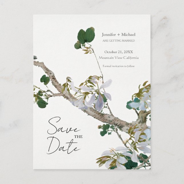 Wedding Marriage Minimalist Calligraphy Floral Invitation Postcard (Front)