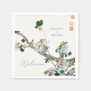 Wedding Marriage Minimalist Calligraphy Floral Napkin