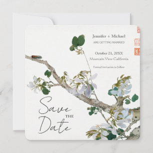 Wedding Marriage Minimalist Calligraphy Floral Save The Date
