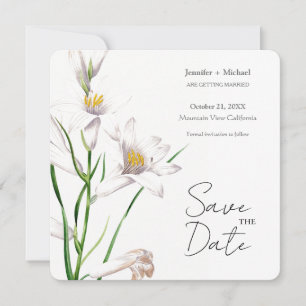 Wedding Marriage Minimalist Calligraphy Floral Save The Date