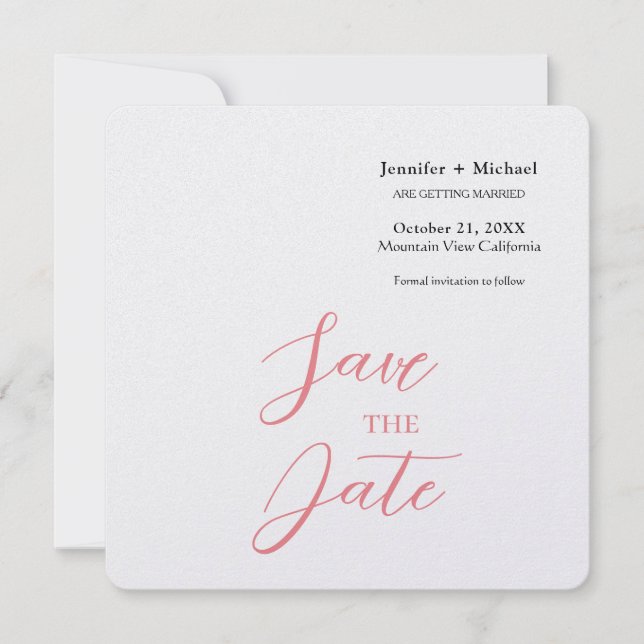 Wedding Marriage Minimalist Calligraphy  Save The Date (Front)
