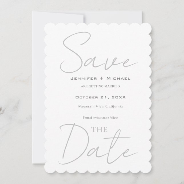 Wedding Marriage Minimalist Calligraphy   Save The Date (Front)