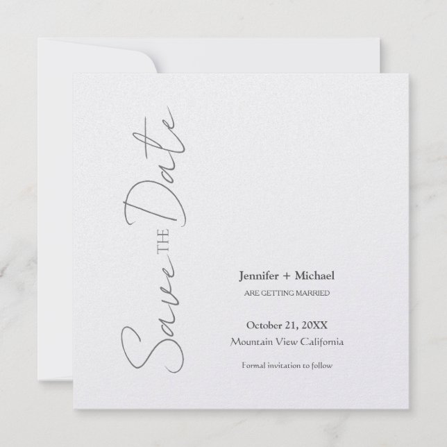 Wedding Marriage Minimalist Calligraphy Script Save The Date (Front)