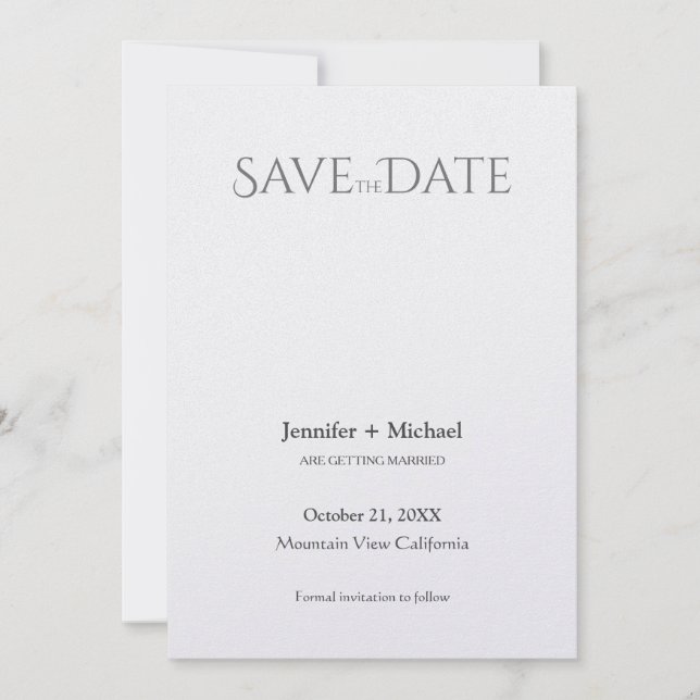 Wedding Marriage Minimalist Calligraphy Script Save The Date (Front)