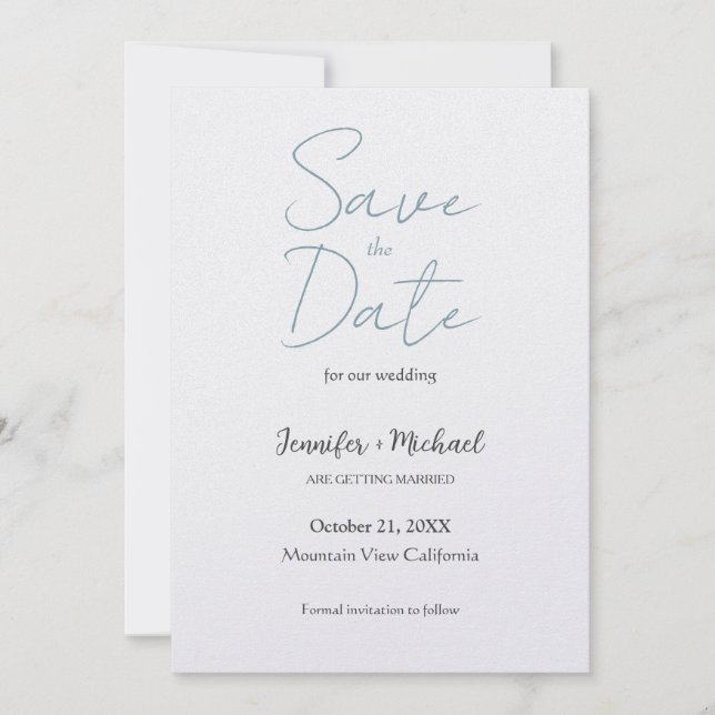 Wedding Marriage Minimalist Calligraphy Script Save The Date (Front)