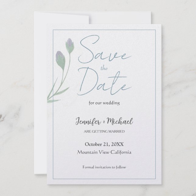 Wedding Marriage Minimalist Calligraphy Script Save The Date (Front)