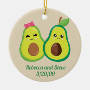 Wedding Married Couple Avocado Cute Anniversary Ceramic Ornament