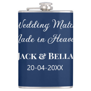 Wedding Match made in heaven wedding favours blue  Hip Flask