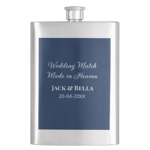 Wedding Match made in heaven wedding favours blue Hip Flask
