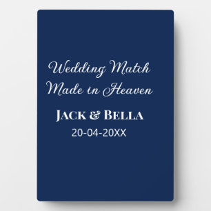 Wedding Match made in heaven wedding favours blue Plaque