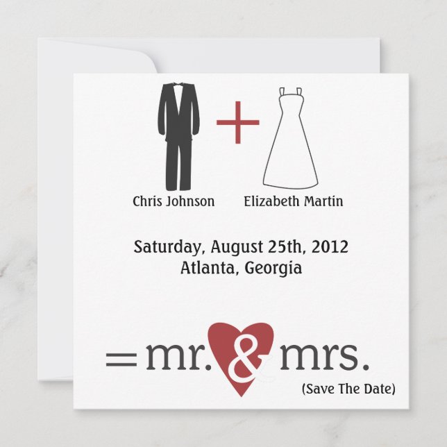 Wedding Math Save The Date (Front)