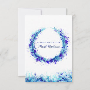 Wedding meal choice blue splash enclosure cards