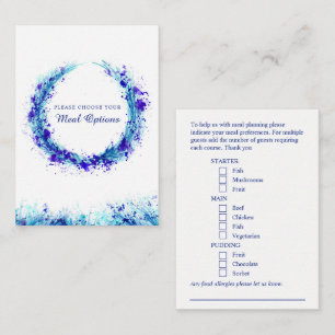 Wedding meal choice blue splash enclosure cards
