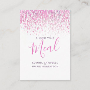 Wedding meal choice pink watercolor dab reply enclosure card