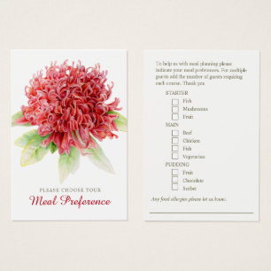 Wedding meal choice red burgundy floral cards
