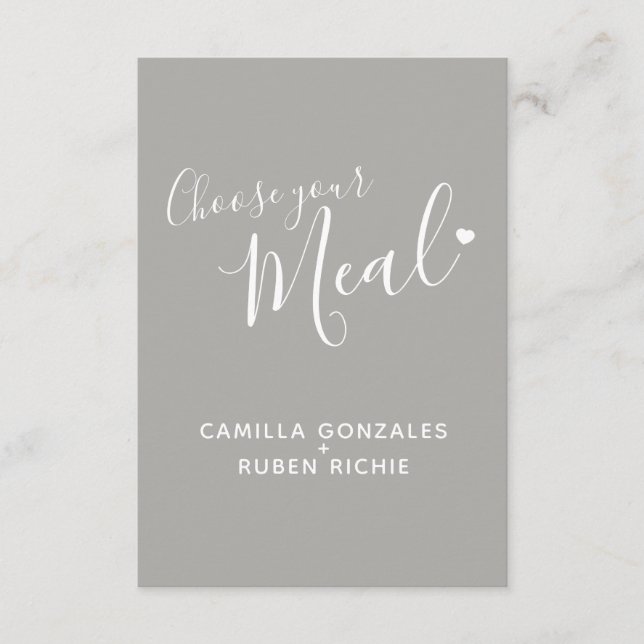 Wedding meal option script text grey enclosure (Front)