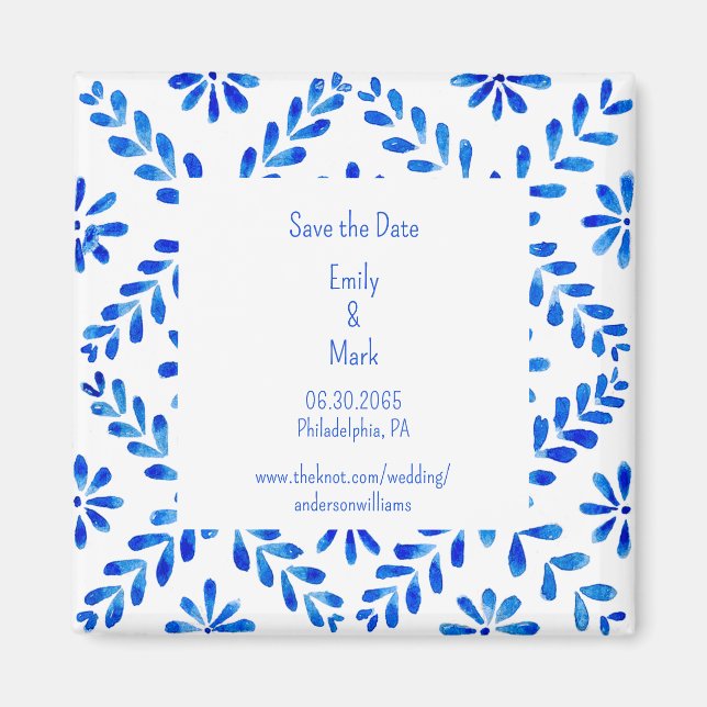 Wedding Mediterranean Blue Save the Date Magnet (Front)